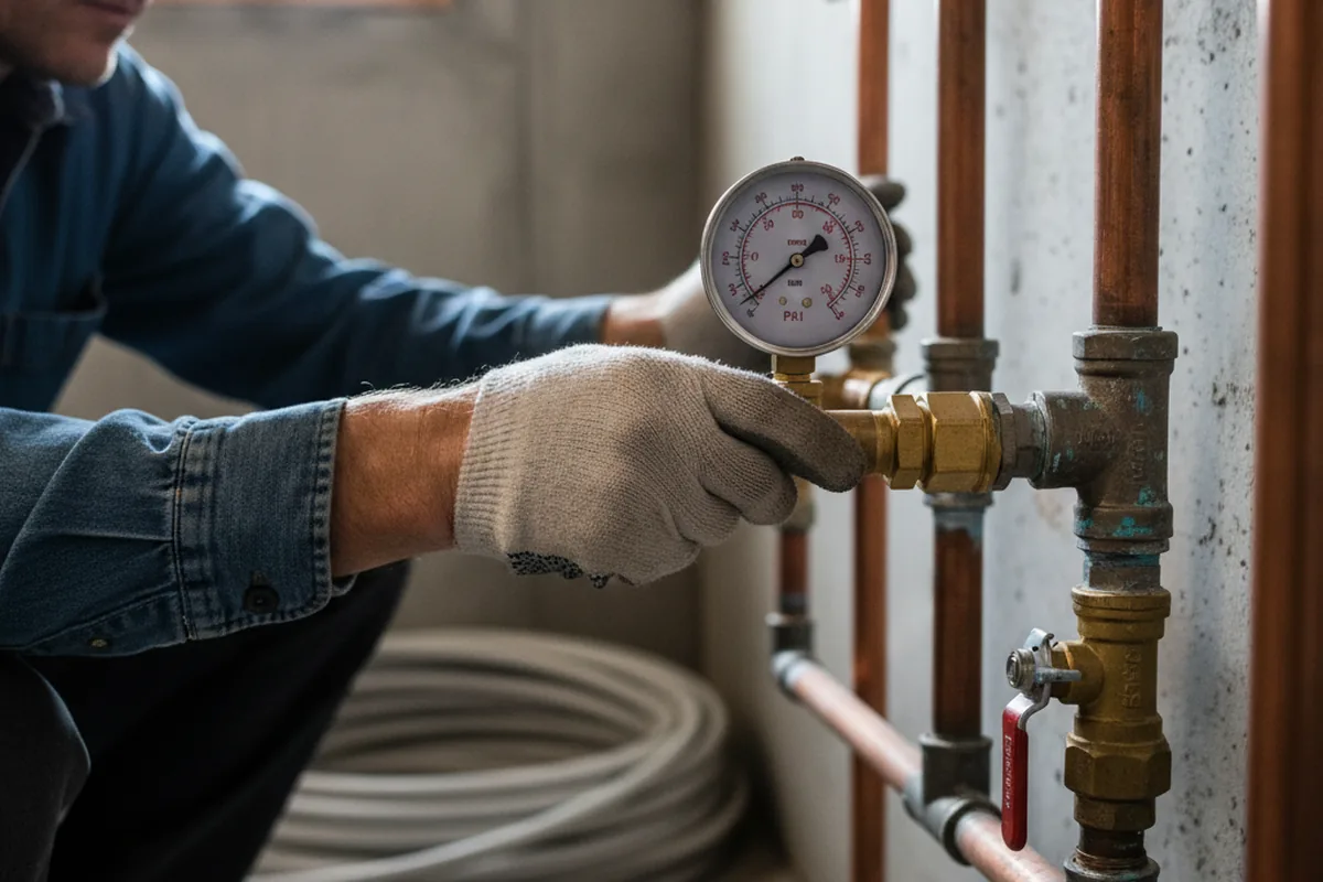 Pressure testing a repaired line during Water Line Repair in Point